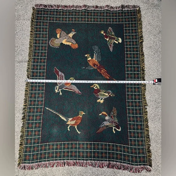 Goodwin Weavers Pheasants & Ducks Tapestry Woven Blanket made in the USA! VTG! - Picture 2 of 16